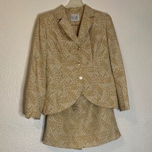 LE SUIT Petite Gold Skirt Suit | Textured Jacket & Skirt | Formal